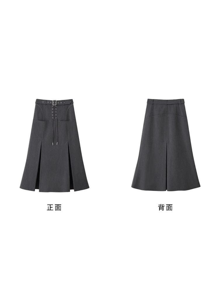 Leather A-line skirt【s0000003274】