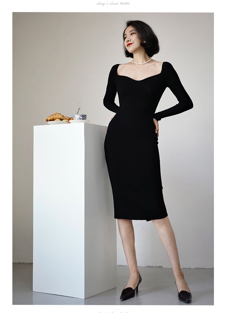 Lady's slim knit dress