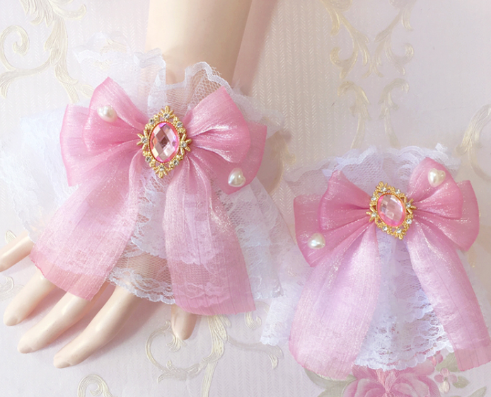 Sakura Home - Sweet Lolita Handmade Lace Bows Cuffs