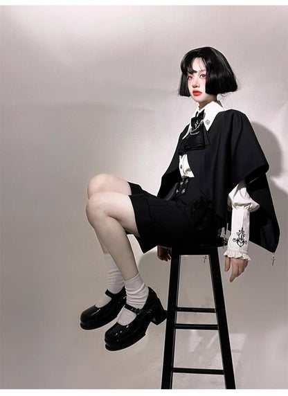 CastleToo - Night Raven Magic - Ouji Lolita Dress Set, Suspender Shorts & Cape