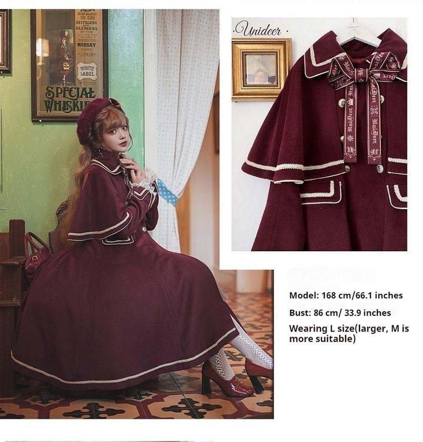 Unideer - Galaxy Traveler - Classic School Lolita Overcoat with Detachable Cape and Bow