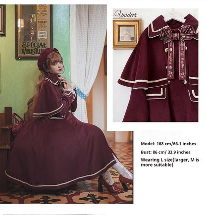 Unideer - Galaxy Traveler - Classic School Lolita Overcoat with Detachable Cape and Bow