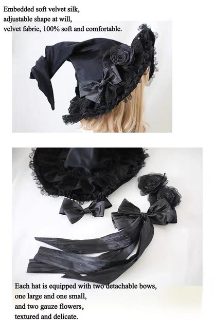 Xiaogui - Halloween Gothic Lolita Witch Hat Bow Velvet BNT