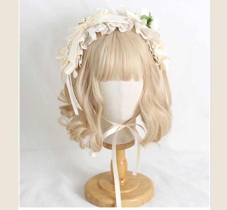 Xiaogui - Sweet Lolita Ivory Lace bow Hair Accessories