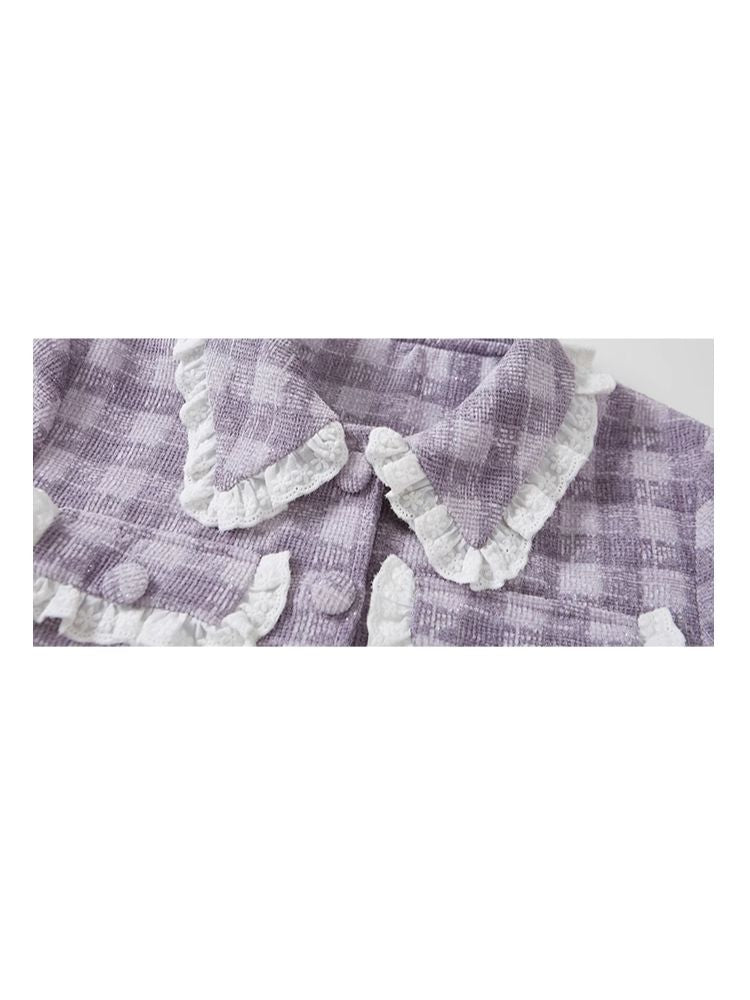 Purple lace jacket half skirt two-piece【s0000004446】