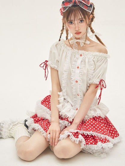 Ruffled Lace Blouse【s0000001876】