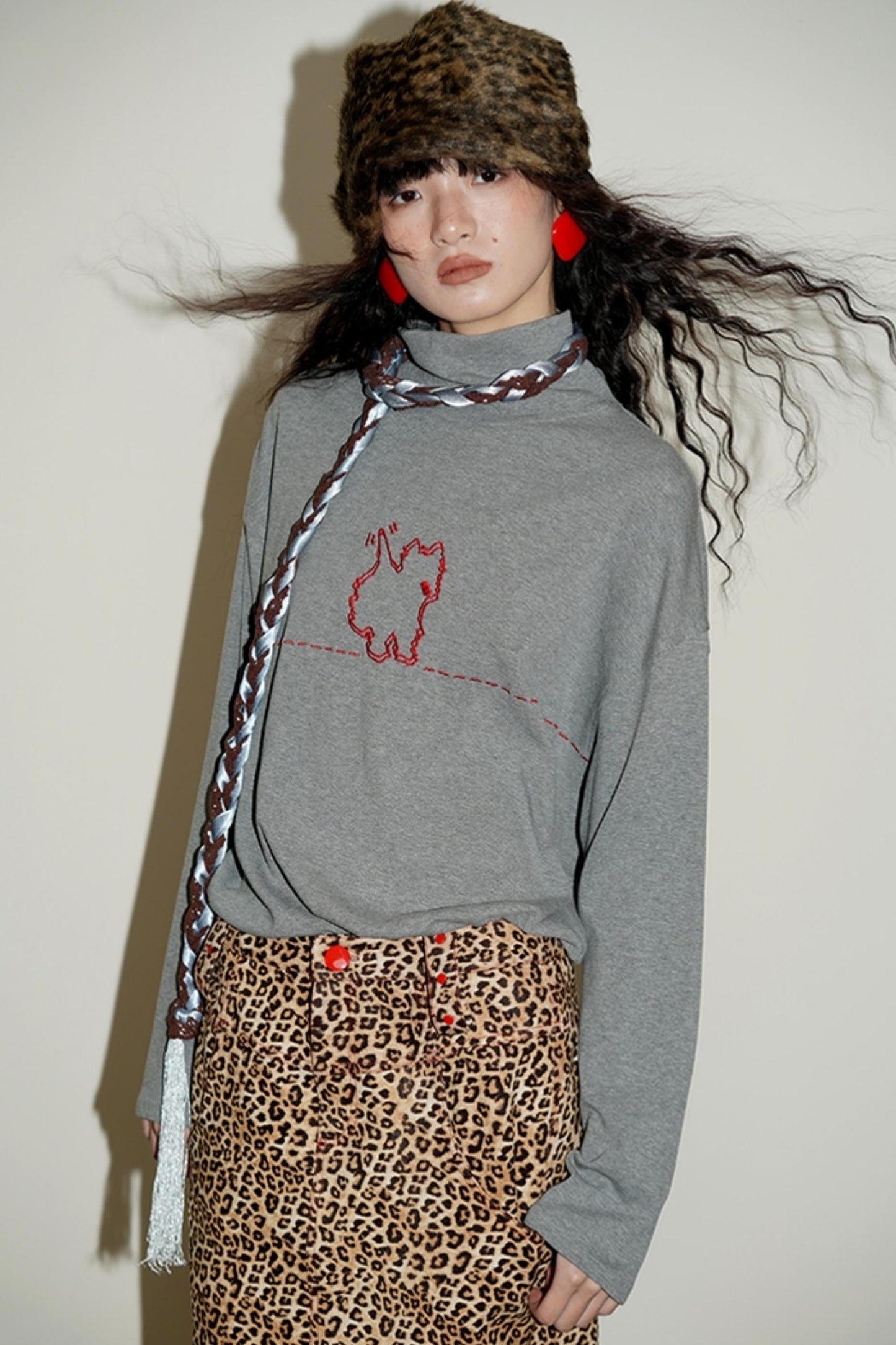 Casual Puppy Design Crewneck Top