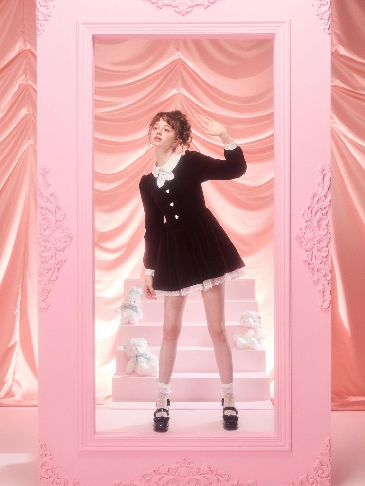 Bubble Sleeve Waist Slim Long Sleeve Dress【s0000006963】