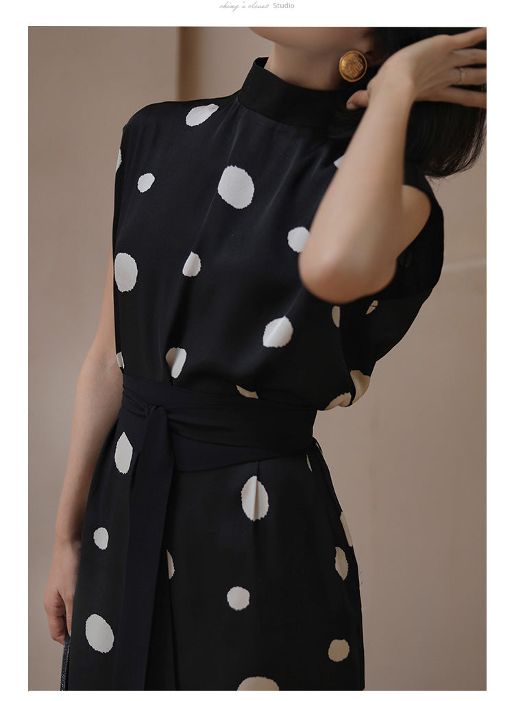 Countess Polka Dot Black Dress