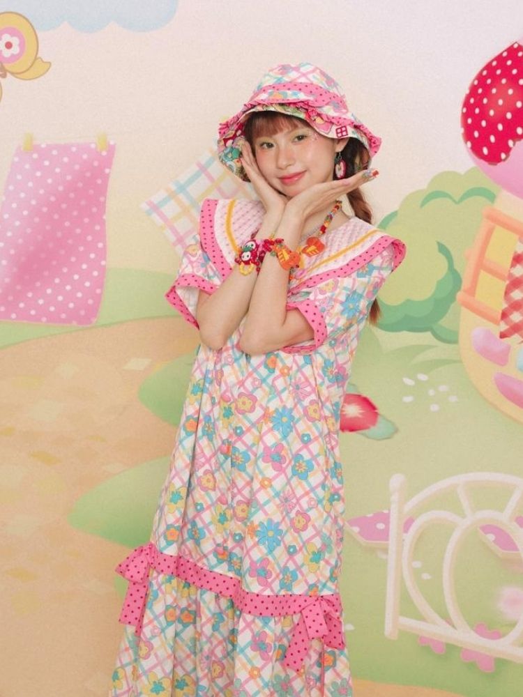 Flower Print Short-sleeved Summer Dress【s0000003092】