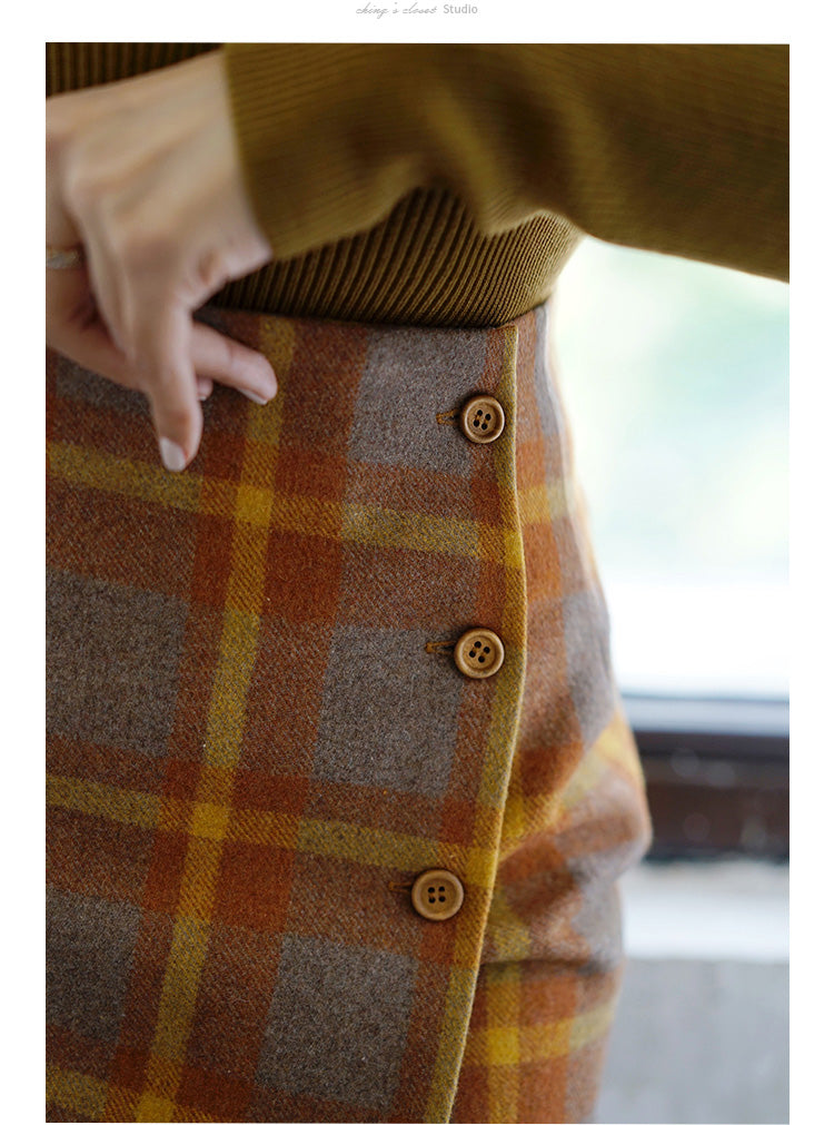 western plaid retro pencil skirt