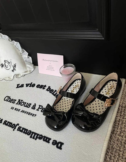 Sheep Puff - Hug Bear - Sweet Lolita Heel Shoes Bear Metal Buckle Bow Shoes