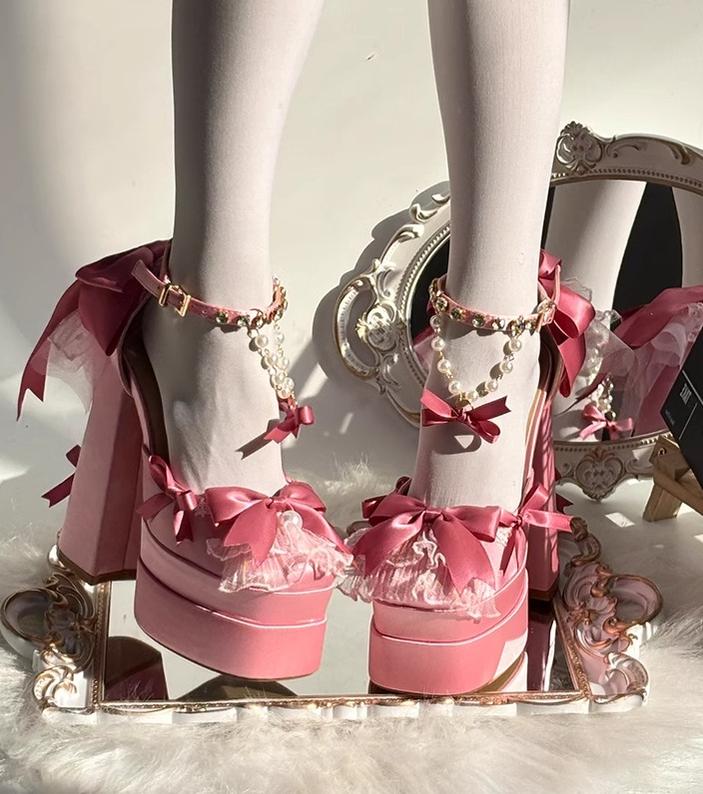 Sky Rabbit - Bowknot Dream - 14 CM Sweet Lolita High Platform Shoes with Chunky Heel