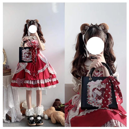 Morning Glory - Retro Lolita Handbag PU Square Wedding Bag