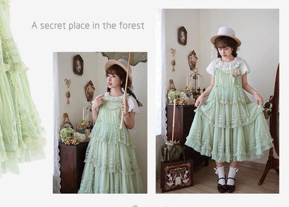 Polyhymnia - Secret Forest - Classic Lolita JSK Dress Multi-layered Dress Summer Gauze Dress