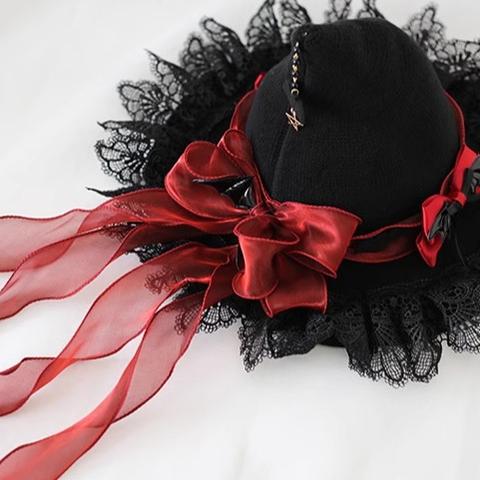 Xiaogui - Halloween Lolita Hat Devil Lace Woolen Witch Hat