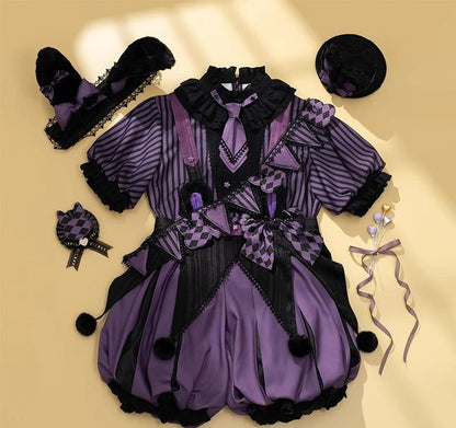 Forest Fluorescent Carps - Ouji Lolita OP Dress Circus Lolita Strip Prince Suit