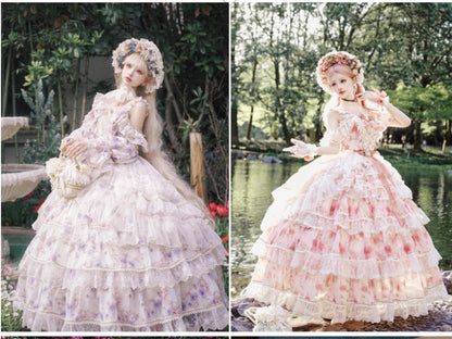 Cat Fairy - Rose Banquet - Wedding Lolita OP Dress Chiffon Princess Tea Party Dress