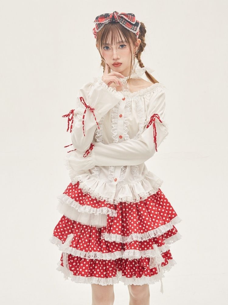 Ruffled Lace Blouse【s0000001876】