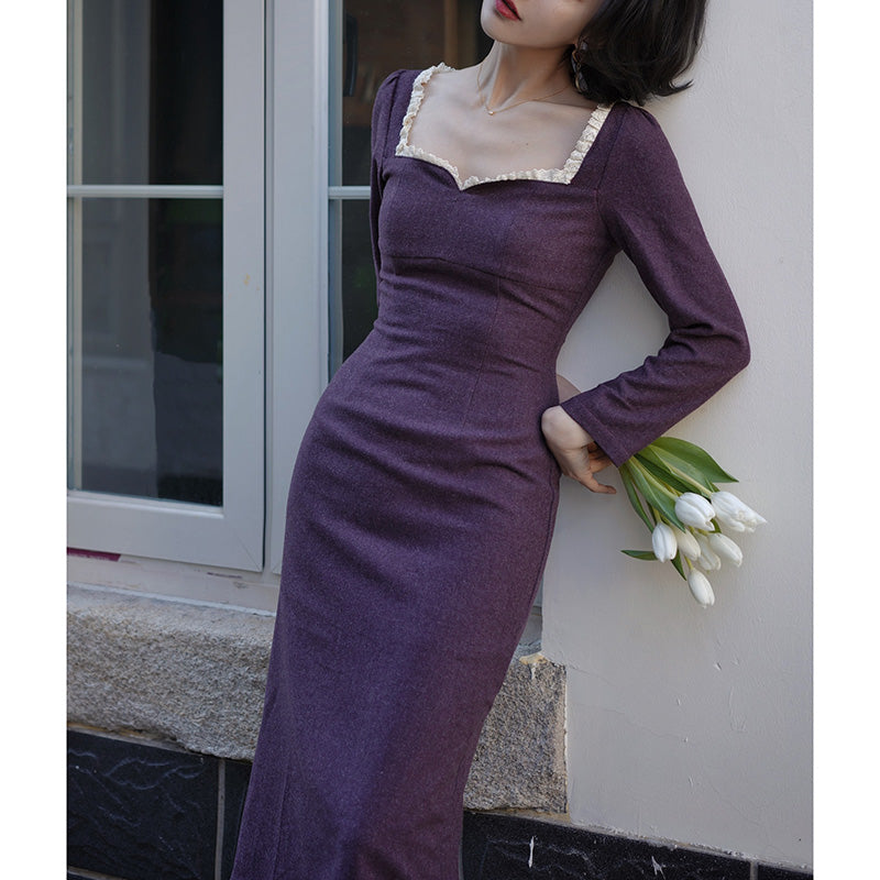 Purple navy lady classical dress