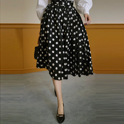 Black lady polka dot umbrella skirt