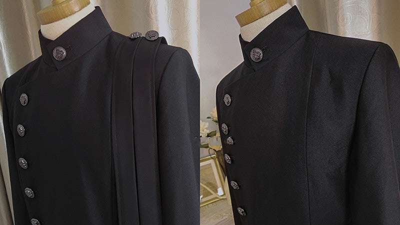 La Pomme - Ringo Story - Customizable Ouji Lolita Black Slim Long Coat