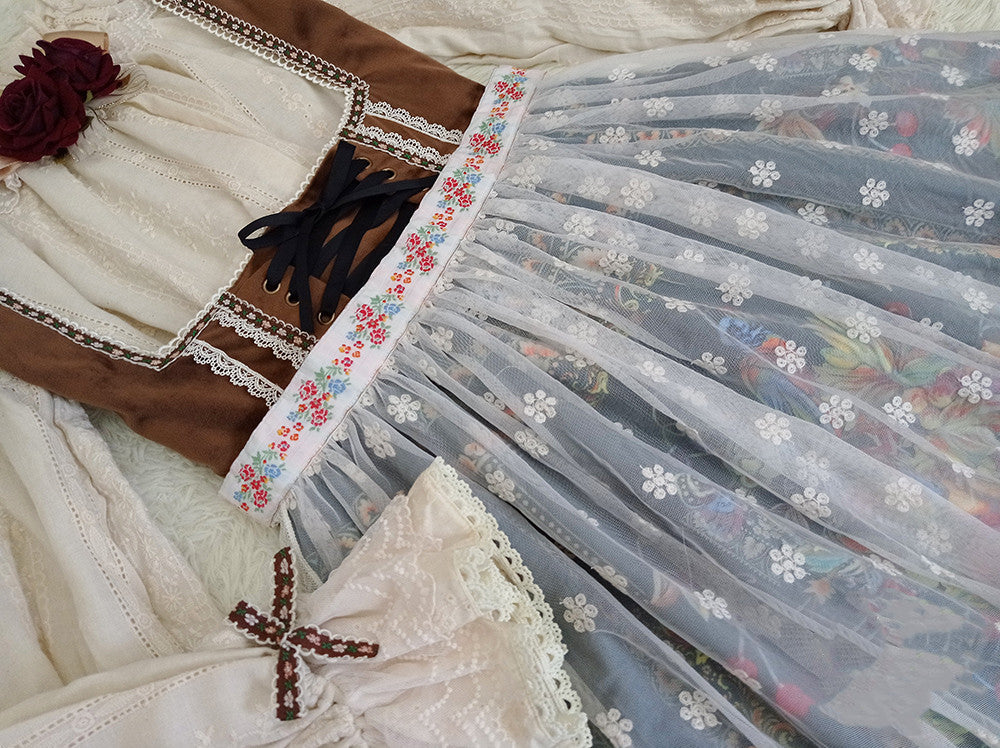 Miss Point - Praise of Abundance - Bavarian Velvet Lolita Jumper Dress