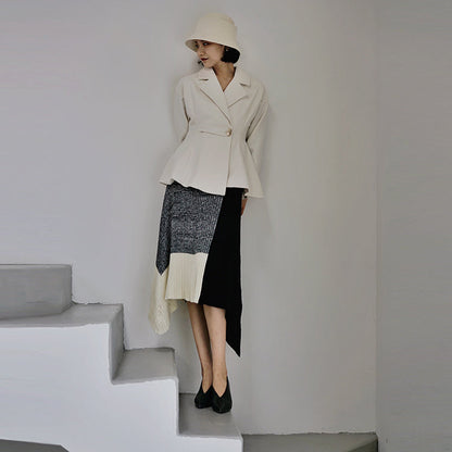 Oriental lady monotone knit skirt