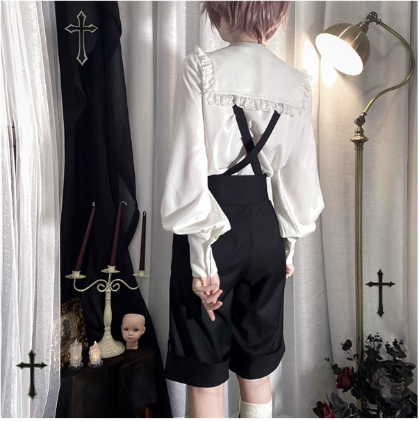 CastleToo - Corroding the Heart - Ouji Lolita Shirt Suspenders Shorts