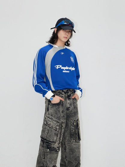 Football Contrast Color Splicing Embroidery Sweat【s0000004197】