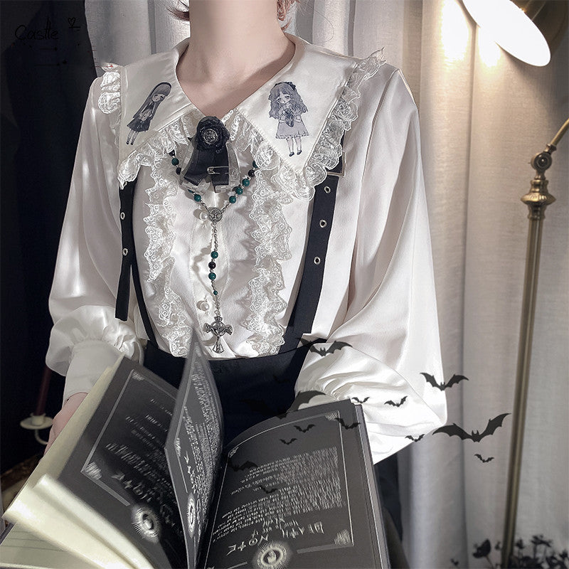 CastleToo - Corroding the Heart - Ouji Lolita Shirt Suspenders Shorts