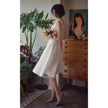 Pure white lady retro dress