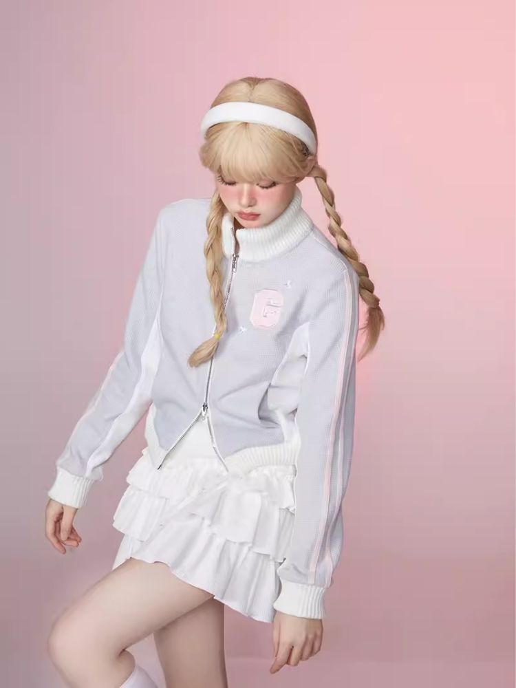 Stand Up Neck Top Double Zipper Sweatshirt【s0000006345】