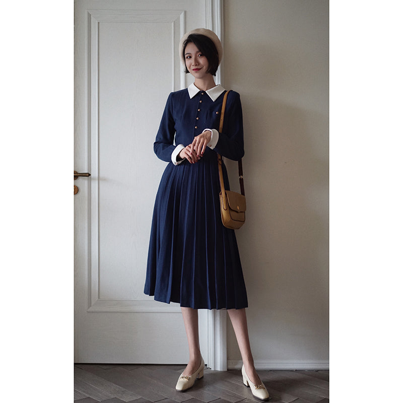 Navy blue classic dress