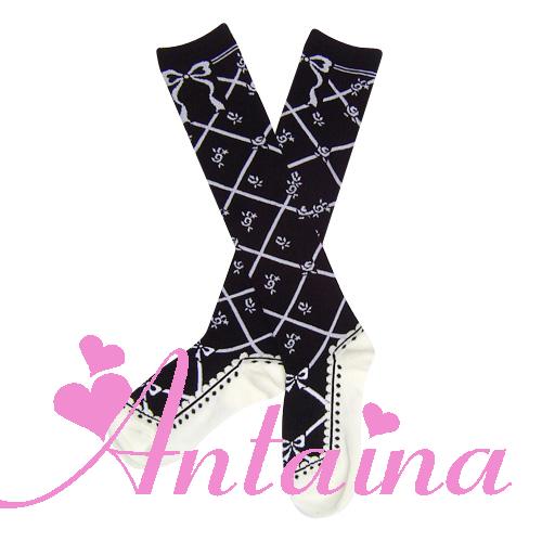 Antaina - Sweet Cotton Lolita Socks Black White Pink