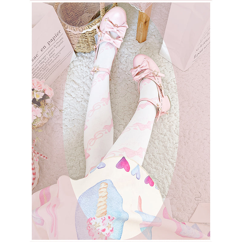 Roji roji - Sweet Bow Lolita Knee Stockings Multicolors
