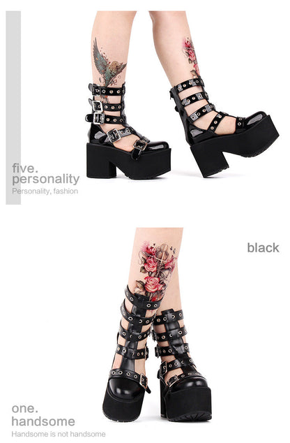 Angelic Imprint - Gothic Lolita Punk Platform Boots Sandals