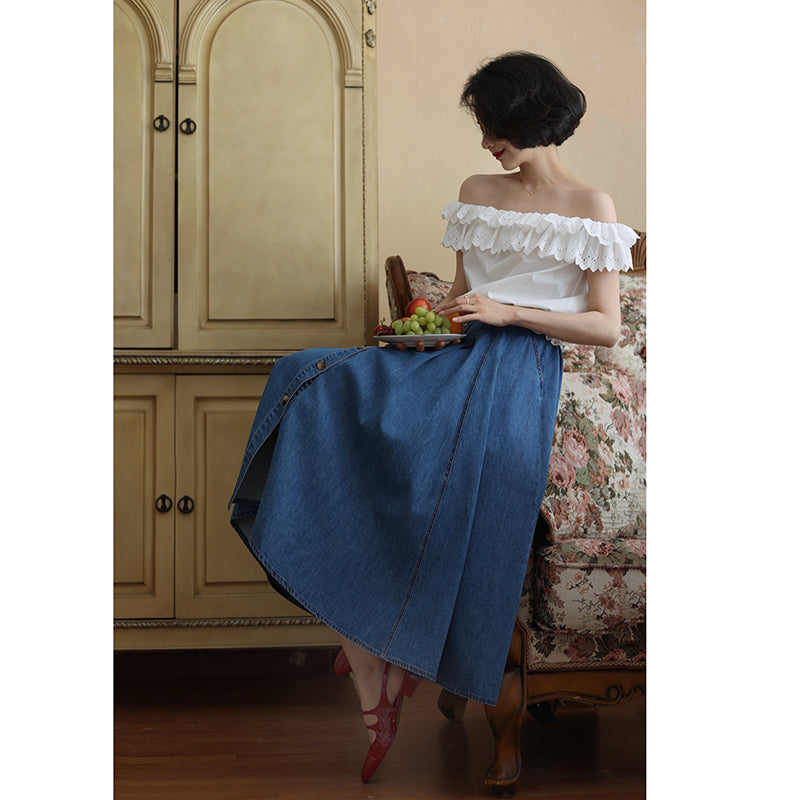 Indigo Blue Lady's Denim Skirt