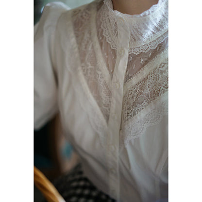 White thread embroidery vintage blouse