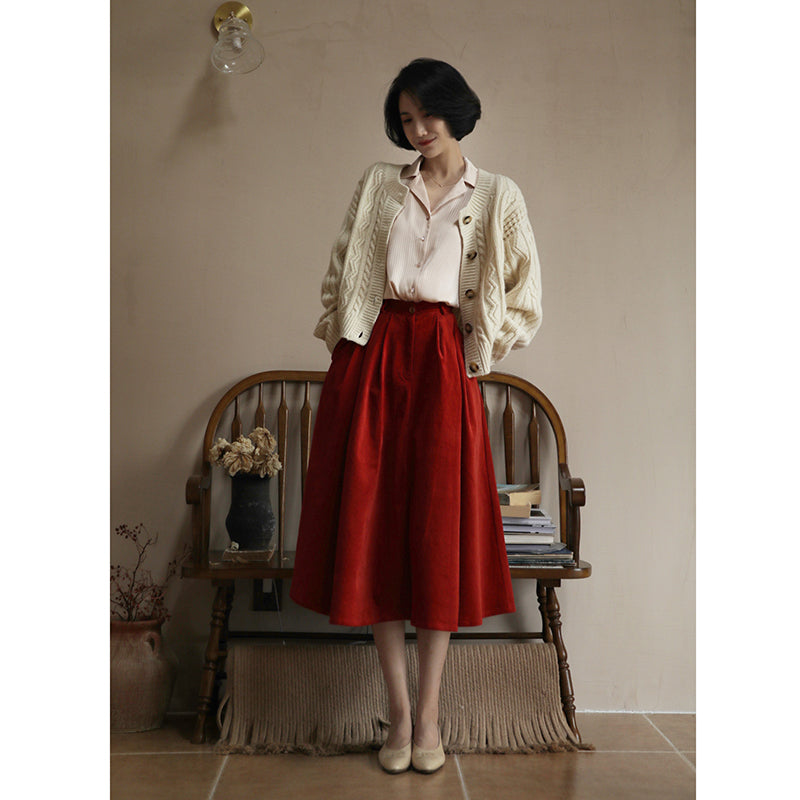 Crimson Lady Corduroy Umbrella Skirt