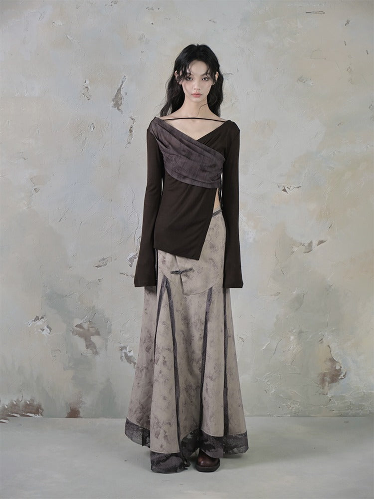 V-neck Strap Design Irregular Knitted Tops【s0000004381】