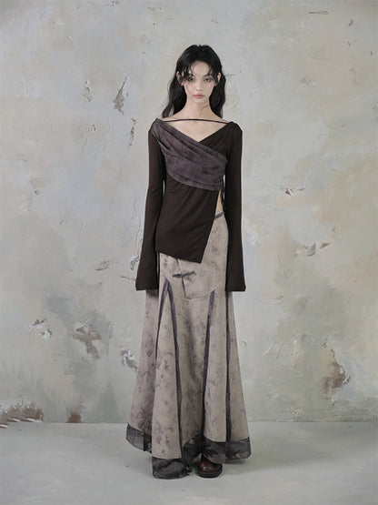 V-neck Strap Design Irregular Knitted Tops【s0000004381】