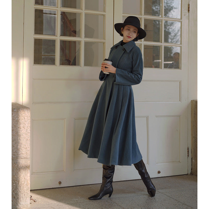 Gray Indigo Lady Classical Wool Coat