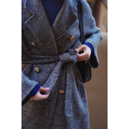 Black Ash Lady Long Wool Coat