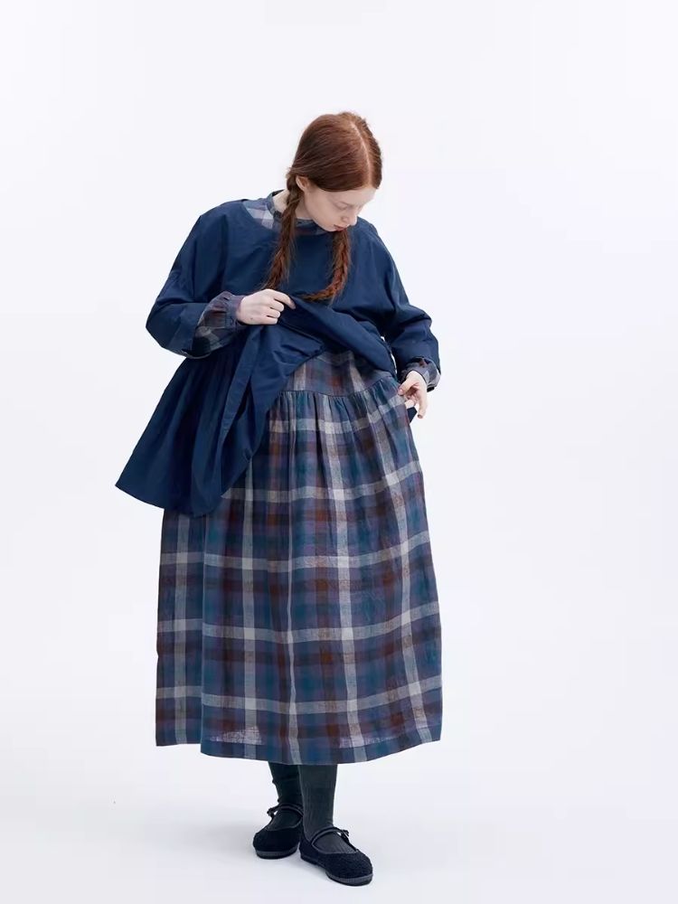 Plaid Long Sleeve Dress【s0000007953】