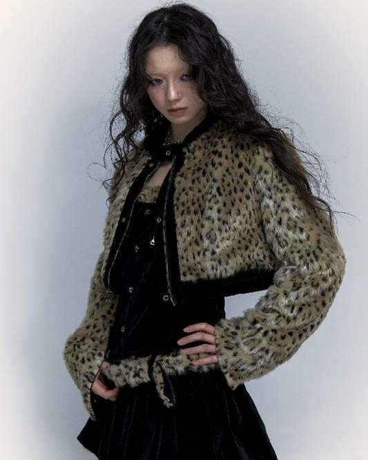 short leopard fur coat