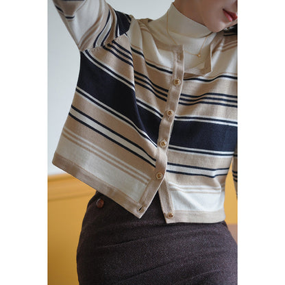 Lady's Striped Knit Cardigan