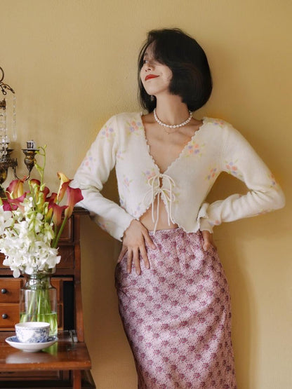 flower embroidery cardigan