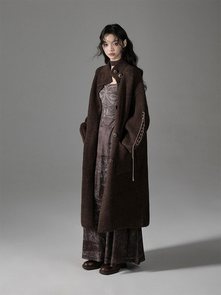 Square Neck Printed Waist Slim Long Dress【s0000004398】