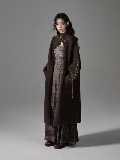 Square Neck Printed Waist Slim Long Dress【s0000004398】